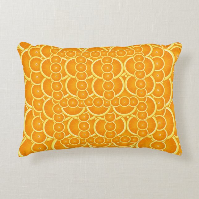 Vibrant Orange Citrus Pattern Design Accent Pillow (Front)