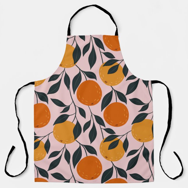 Vibrant Orange Citrus Seamless Pattern Apron (Front)