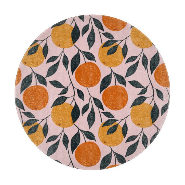 Vibrant Orange Citrus Seamless Pattern Cutting Board (Front)