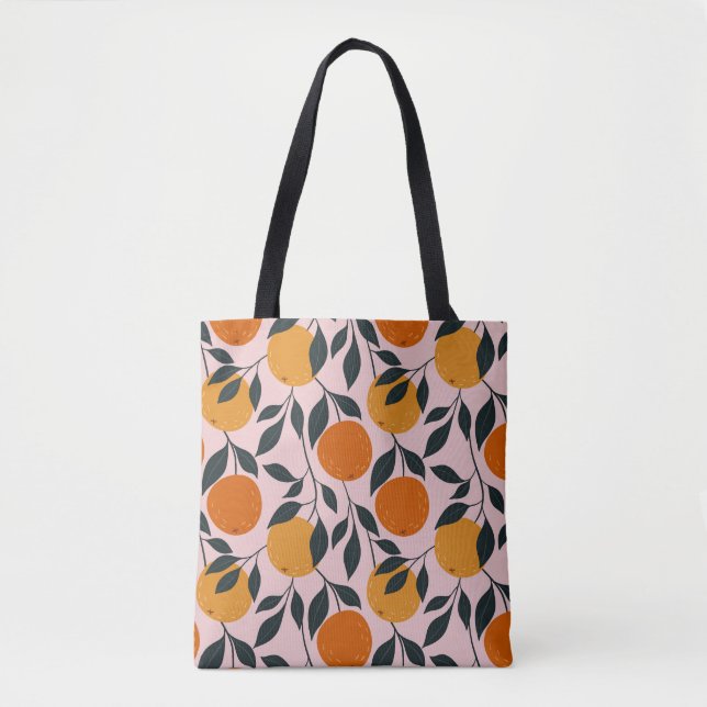 Vibrant Orange Citrus Seamless Pattern Tote Bag (Front)