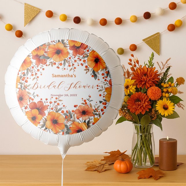 Vibrant Orange Fall Flower Berries Bridal Shower Balloon (Creator Uploaded)