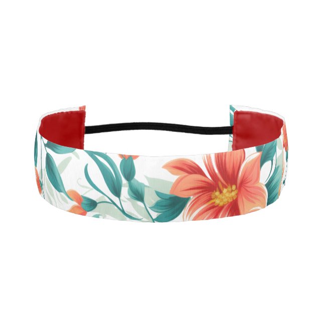 Vibrant Orange Floral Garden Pattern - Elegant Tea Athletic Headband (Front)