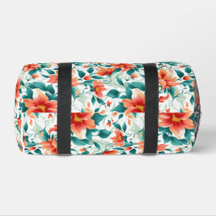 Vibrant Orange Floral Garden Pattern - Elegant Tea Duffle Bag