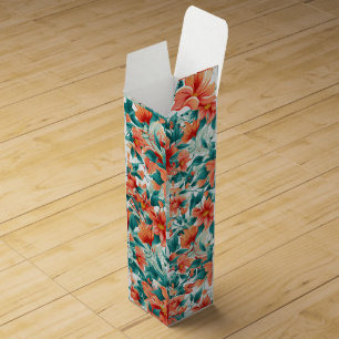 Vibrant Orange Floral Garden Pattern - Elegant Tea Wine Box