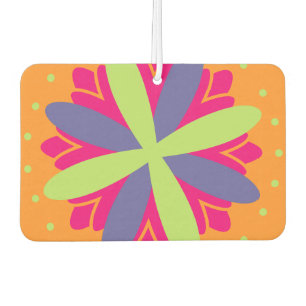 Vibrant Orange Floral Shapes Air Freshener