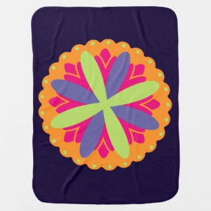 Vibrant Orange Floral Shapes Baby Blanket
