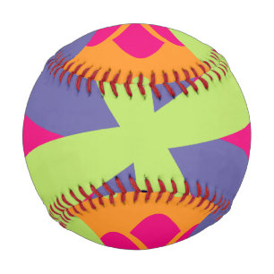 Vibrant Orange Floral Shapes Baseball