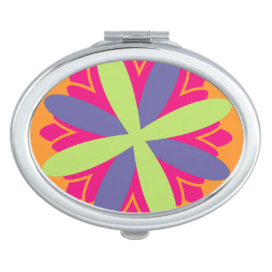 Vibrant Orange Floral Shapes Compact Mirror