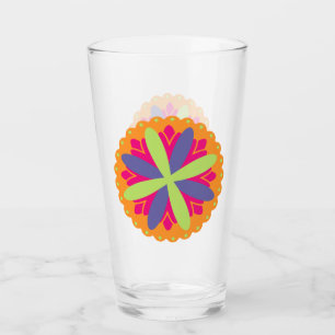 Vibrant Orange Floral Shapes Glass