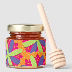 Vibrant Orange Floral Shapes Honey Jar Favors