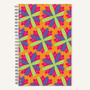 Vibrant Orange Floral Shapes Notebook