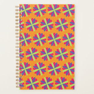 Vibrant Orange Floral Shapes Planner