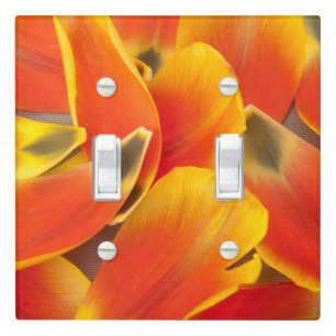 Vibrant Orange Floral Tulip Flower Petals Photo Light Switch Cover