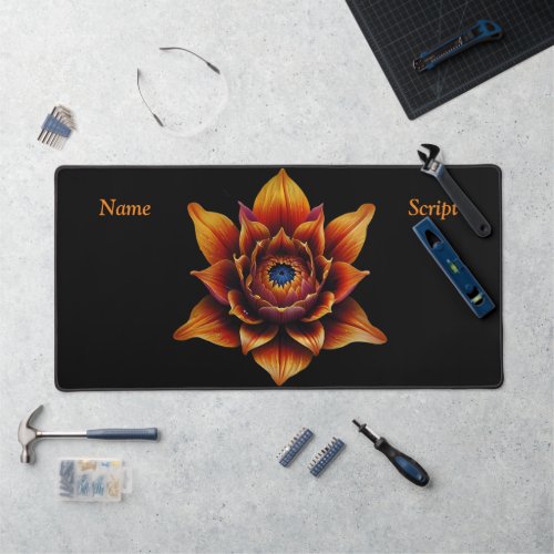 Vibrant Orange Flower Head Plant Botanical Art  Desk Mat