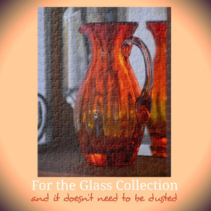Vibrant Orange Glass Vase Pitcher photograpic Jigsaw Puzzle