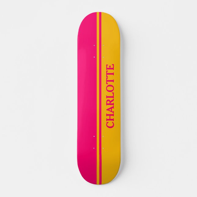 Vibrant Orange & Hot Pink Skateboard (Front)