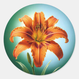 Vibrant Orange Lily Flower Bloom Classic Round Sticker