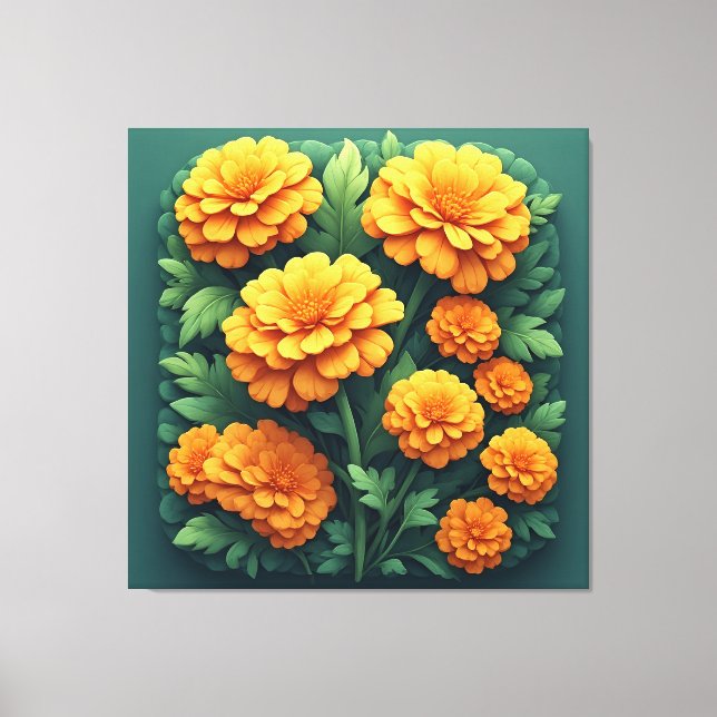 Vibrant Orange Marigold Bouquet Canvas Print (Front)