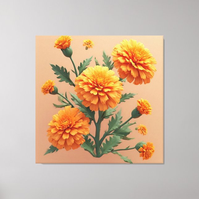 Vibrant Orange Marigold Bouquet Canvas Print (Front)