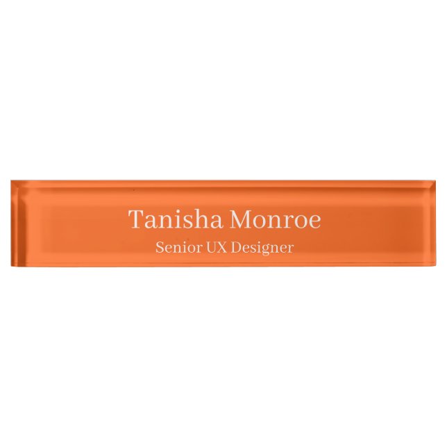 Vibrant Orange Name and Job Title Desk Name Plate (Front)