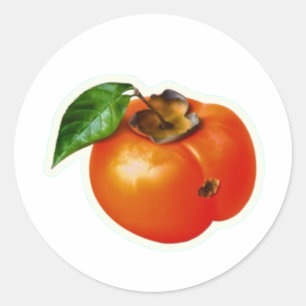 Vibrant Orange Persimmon Fruit Sticker with Green