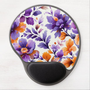 Vibrant Orange & Purple Floral Watercolor   Gel Mo Mouse Pad