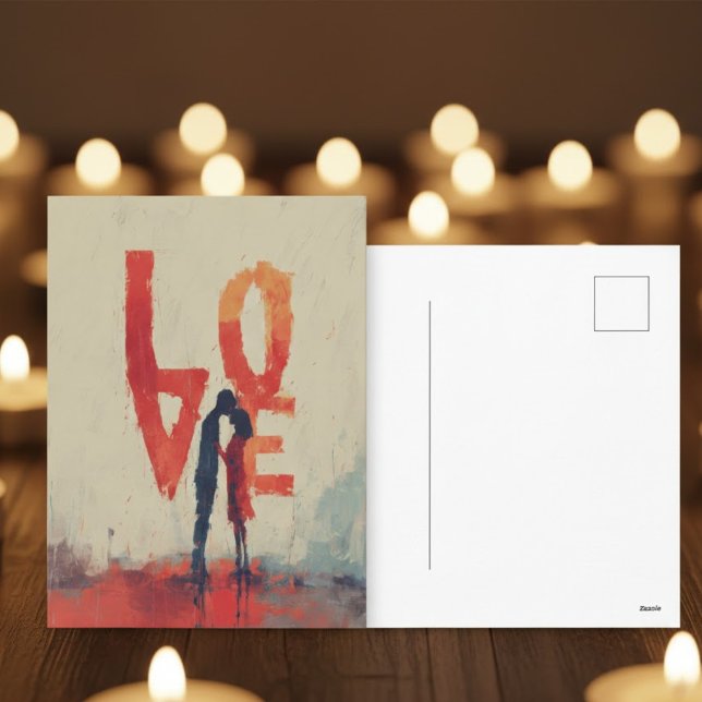 Vibrant Orange Red Abstract Love Valentine's Day Holiday Postcard (Creator Uploaded)