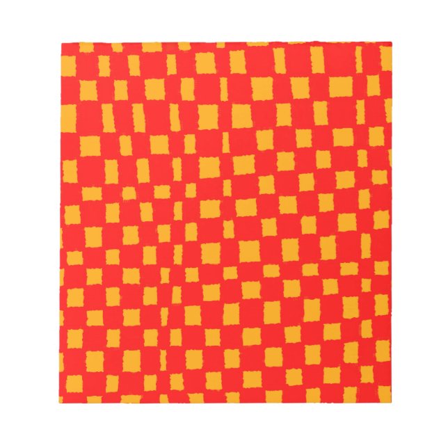 Vibrant Orange Red Checkered Checkerboard Pattern Notepad (Front)