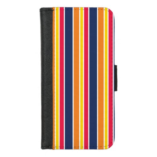 Vibrant Orange Red Navy Yellow Stripes Houston iPhone 87 Wallet Case