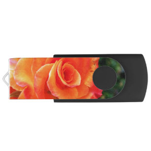 Vibrant Orange Rose Photograph Flash Drive