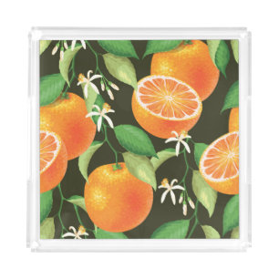 Vibrant Orange Seamless Pattern Design Acrylic Tray