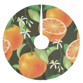 Vibrant Orange Seamless Pattern Design Brushed Polyester Tree Skirt