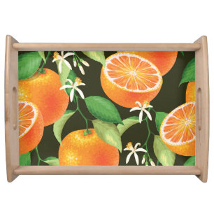 Vibrant Orange Seamless Pattern Design Serving Tray