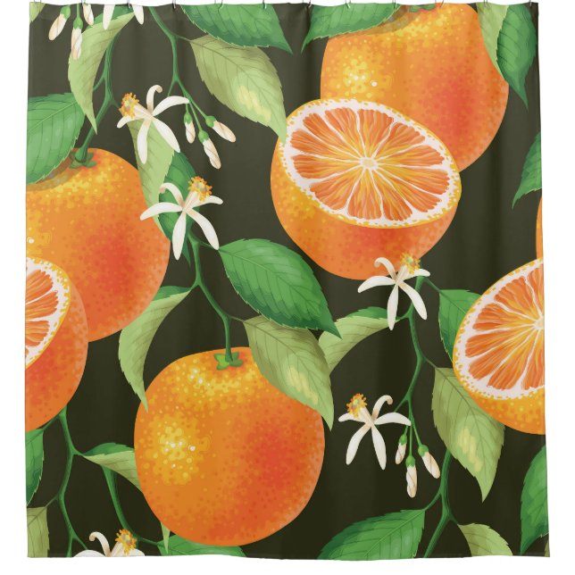 Vibrant Orange Seamless Pattern Design Shower Curtain (Front)
