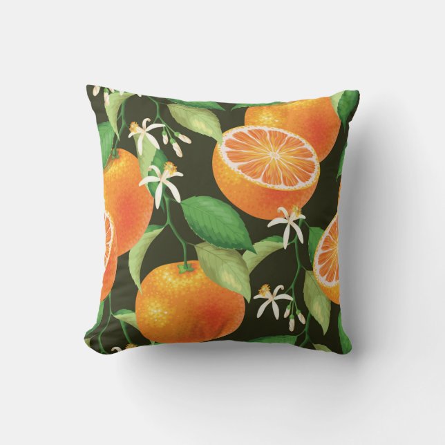 Vibrant Orange Seamless Pattern Design Throw Pillow (Front)