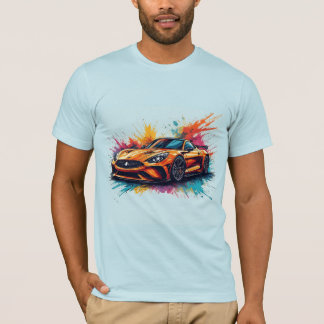Vibrant Orange Sports Car Artwork T-Shirt