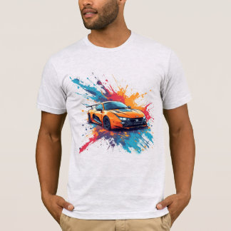 Vibrant Orange Sports Car Artwork T-Shirt