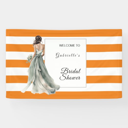 Vibrant Orange Stripes Bright Vivid Bridal Shower Banner