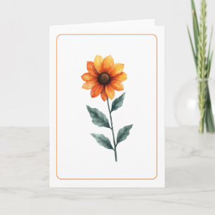 Vibrant Orange Sunflower Blank Folded Greeting  Card