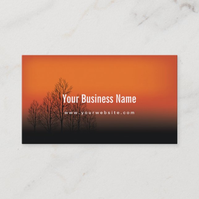 Vibrant Orange Sunset/Dusk Trees Business Card (Front)