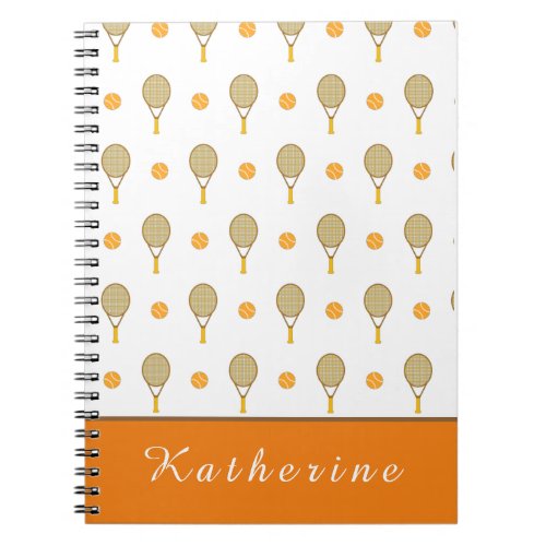 Vibrant Orange Tennis Fun Personalized Player Cute Notebook