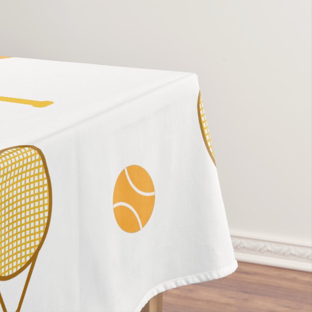 Vibrant Orange Tennis Fun Personalized Player Cute Tablecloth (In Situ)