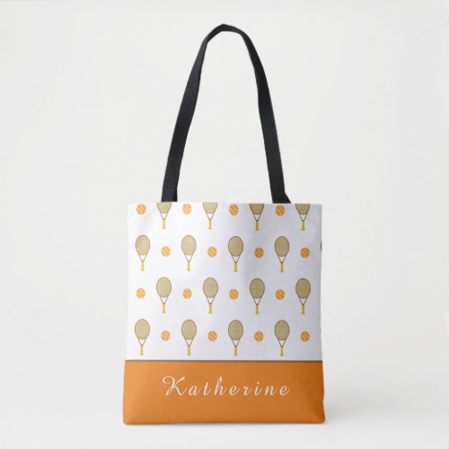 Vibrant Orange Tennis Fun Personalized Player Cute Tote Bag