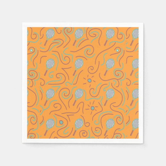 Vibrant Orange Tennis Pattern  Napkins (Front)