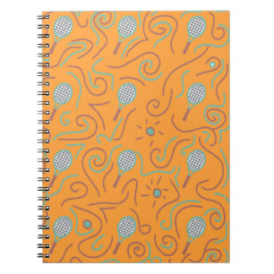 Vibrant Orange Tennis Pattern Notebook