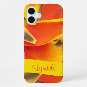 Vibrant Orange Tulip Petals Photograph iPhone 16 Plus Case