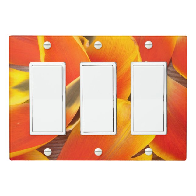 Vibrant Orange Tulip Petals Photograph Light Switch Cover (In Situ)