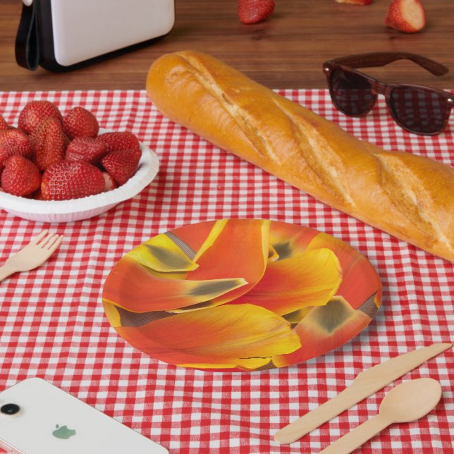 Vibrant Orange Tulip Petals Photograph Paper Plates (Picnic)