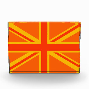 Vibrant Orange Union Jack British Flag Swag Acrylic Award