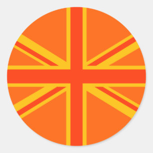 Vibrant Orange Union Jack British Flag Swag Classic Round Sticker